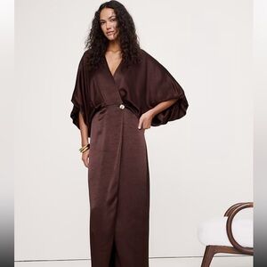 Hammered Satin Warp Maxi Dress